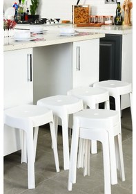 Resim İç İçe Geçebilen Plastik Tabure Mutfak Bahçe Taburesi 6 Adet Beya 