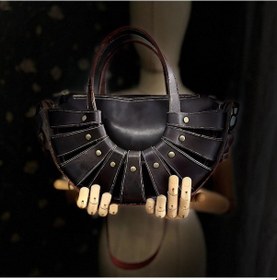 Resim Carıdea El Yapımı Hakiki Deri Bayan Çanta, Clutch, El Omuz Çantası V61 Siyah 