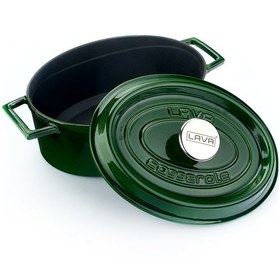 Resim Lava Döküm Oval Tencere 21x27 cm, Majolica Yeşil 