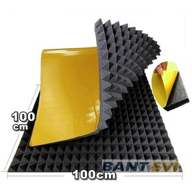 Resim Akustik Piramit Sünger 100x100cm Yapışkanlı Ses Yalıtım Süngeri 