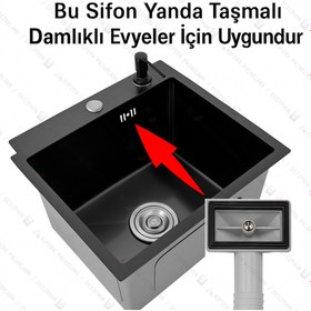 Resim DESIPHON Çöpmak Evye Sifonu Yandan Taşmalı 32 Çıkışlı 11 cm Çap Koku Önleyici ve Tıkanma Yapmayan 