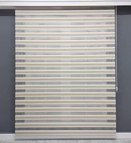 Resim Krem-Kahve Dar Pliseli Zebra (100x180) 