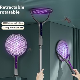 Resim USB Şarj Edilebilir Sivrisinek Öldürücü, Katlanabilir ve Uzatılabilir, 1200mAh, Ev Kullanımı, Bahçe, Kamp için Böcek Zabıtası ve Güvenlik Ağı 