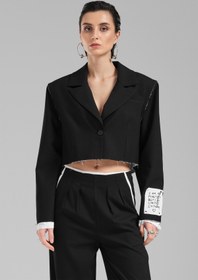 Resim tw3 Kadın Aplike Detaylı Tasarım Crop Blazer Ceket 