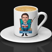 Resim Kişiye Özel Yakışıklı Hocam Karikatürlü Kahve Fincanı 