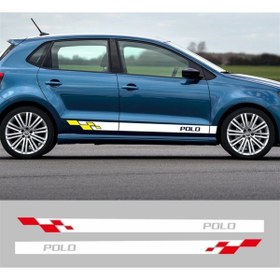 Resim MLH STORE Volkswagen Polo Yan Kapı Beyaz Sarı Sticker Etiket Modeli 