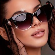 Resim 1 Adet Kadın Retro Kedi Gözü Moda Gözlük - Dekoratif Lensli Hafif Tasarım, Siyah & Beyaz Kontrast Desen, Temizlik Bezi Dahil, Sokak Stili ve Günlük Kullanım İçin Şık Aksesuar, Dayanıklı Plastik Çerçeve 