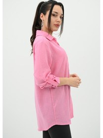 Resim Koza Butik Kadın Keten Cep Detaylı Gömlek 1732-24 001 