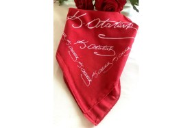 Resim Als Accessories Atatürk Imzalı Büyük Boy Kırmızı Renk Unisex %100 Cotton Bandana Fular 