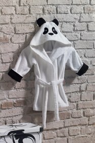 Resim Tanem Home %100 Pamuk Panda Desen Nakışlı Çocuk Bornozu Kız / Erkek 