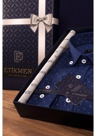 Resim Erkek Lacivert Baskılı Gömlek (439048401) Lacivert 