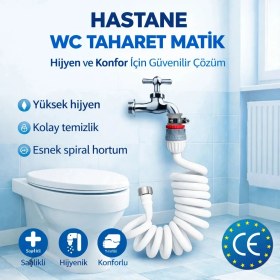 Resim Plasyay Spiral Wc Taharet Hortumu Rekorlu ve Duvara Sabitlemeli 2 Metre Beyaz 
