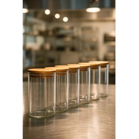 Resim Hava Geçirmez Düz Cam Kahvaltılık Vakum Kapaklı Kavanoz Seti - 1095 ml 