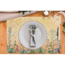 Resim Colorful Mini Flowers Kumaş Amerikan Servis 4'lü Set Keten, Ulusl.yıkama Ve Solmama Sertifikası Çok Renkli 