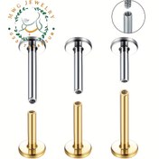 Resim 10 Adet/Pak G23 Titanyum Piercing Takı M0.9 İç Dişli Düz Taban 16G Küpe Burun Çivisi Bazları Toplu, Sade ve Zarif Desenler, Şık Yapı, İdris Alerjik Malzeme Dayanıklı Çiviler 