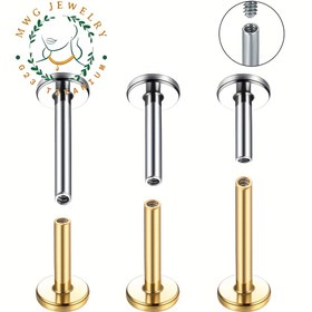 Resim 10 Adet/Pak G23 Titanyum Piercing Takı M0.9 İç Dişli Düz Taban 16G Küpe Burun Çivisi Bazları Toplu, Sade ve Zarif Desenler, Şık Yapı, İdris Alerjik Malzeme Dayanıklı Çiviler 