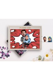Resim Bk Gift Kişiye Özel Sevgililer Karikatürlü 1000 Parça Profesyonel Puzzle-59 