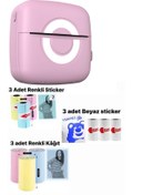 Resim Schulzz Mini Cep Termal Yazıcı Pembe, 3adet Beyaz, 3adet Renkli Sticker, 3adet Renkli Rulo Hediyeli 