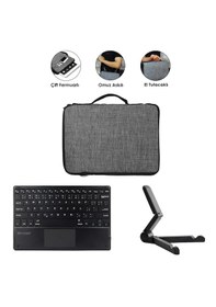 Resim Microcase Xiaomi Redmi Pad 2 11 İnch Tablet İle Uyumlu Toucpad Bluetooth Klavye + Tablet Standı - Siyah Al5183 Omuz Çantası 