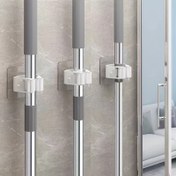 Resim 2 Adet Kolay Kurulumlu Mop & Süpürge Tutucu - Matkap Gerektirmeyen, Duvara Monte Depolama Rafı Mutfak ve Banyo için, Yardımcı Kancalar 