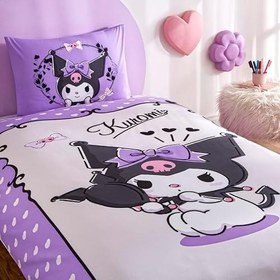 Resim Taç Lisanslı Kuromi Tek Kişilik Pamuk Nevresim Takımı 