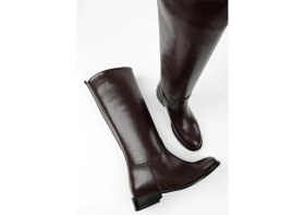 Resim Shoeberry Kadın Lace Kahve Cilt Binici Çizme Suni Deri Malzemeden Üretilmiş Konforlu Tasarım 