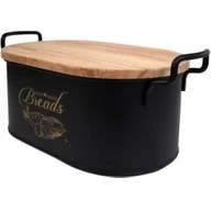 Resim Bayev Kesme Tahtalı Metal Ekmeklik Kutusu - Siyah 