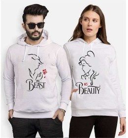 Resim Tshirthane Beast Beauty Gül Sevgili Kombinleri Kapüşonlu Kombini 