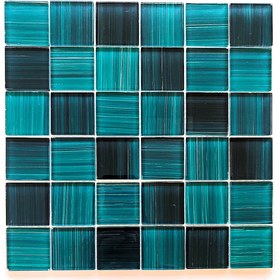 Resim MozaiKristaL Havuz ve tüm yüzeyler için 48x48mm Turkuaz, 30x30cm Fileli Kristal Cam Mozaik. (1 m2 Fiyatıdır) 