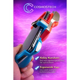 Resim Cosmostech AK16 Pubg Trigger Controller - Mobil Oyun Gamepad 2in1, 4 Parmak Tetikli, Hassas Atış Aparatı Kırmızı Mavi 