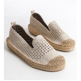 Resim Feles Taş Detaylı Espadril Kadın Babet Ayakkabı Ten Rengi 