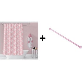 Resim Zethome Banyo Duş Perdesi 2881 180x200 Perde Borusu Askı Aparatı Pembe 160x260 Hediyeli Çok Renkli 