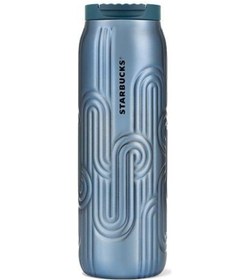 Resim Starbucks Paslanmaz Çelik Lacivert Çizgi Desenli Termos 473ml 