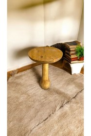 Resim Simillo Home&Living Wooden Ahşap Konik Model Tekli Mantar Yan Sehpa Modern Tütün Renk Fiskos 