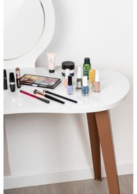 Resim Eva Makyaj Masası Aynalı Makyaj Masası Beyaz Şifonyer Rose 