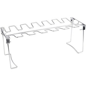 Resim Geeksen Paslanmaz Çelik Tavuk Kanat Bacak Rafı Izgara Tütsüleme Fırını 12 Yuvalı Izgara Standı Barbekü Pikniği İçin 