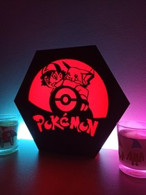 Resim FOREVHOME Pokemon Ash ve Pikachu Masaüstü Dekoratif Lamba 