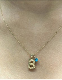 Resim 14 Ayar Altın Nazar Boncuklu B Harfli Zincir 