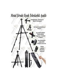 Resim Metal Şövale 1 Adet Siyah Teleskopik Ayaklı Çantalı Resim Şövale Portatif Ayarlanabilir Tripod Üç Ayaklı Alümünyum 