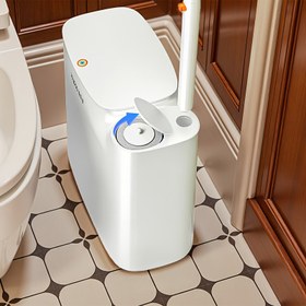 Resim 2’si 1 Arada Çöp Kutusu ve Tek Kullanımlık Tuvalet Fırçası, İnce Banyo Çöp Sepeti, Açılabilir Kapaklı Atık Kovası – Hem Evler hem de Karavanlar için Uygun 