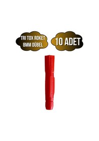 Resim Tri Tox Roket Kırmızı 8mm Dübel Beton Tuğla Briket Dubeli 8mm Kırmızı Roket 10 Adet 