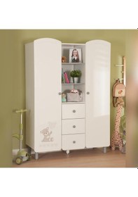 Resim Meltemkids Sweet Bear Bebek ve Çocuk Odası Raflı İki Kapılı Dolap Bear 