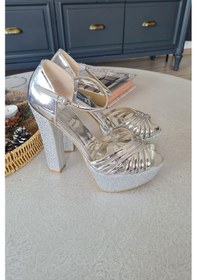 Resim 135 4932 Topukla Kadın Platform Ve Topuk Taşlı Ayna Abiye Ayakkabı 001 