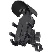 Resim Monyee Motosiklet Telefon Tutucu, Ayarlı Sekiz Ayaklı, Çarpma Emici, Hırsızlık Engelleme Kilitli, Cnc Direksiyon Ucu Tipi 21-28mm Siyah 