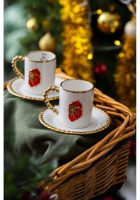 Resim Acar Dario Yılbaşı 2 Kişilik Kırmızı Hediye Kutu Kahve Fincanı Takımı 90 ML 