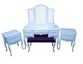 Resim Bengi Ticaret Makyaj Masa 12548 ST 7Çekmece Puflu Model Takım Kayın Kayın Klasik Aslan Ayak Komodin 