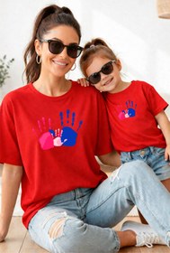 Resim genosha Anne Kız 100% Pamuk T-shirt Mama Mini Mother Daughter TEKLİ FİYAT 