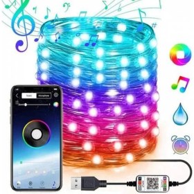 Resim Coofbe 5 Metre Bluetooth Bağlantılı Telefon Ile Kontrol Edilebilen LED Lamba, Rgb Işıklı Süs Lambası 