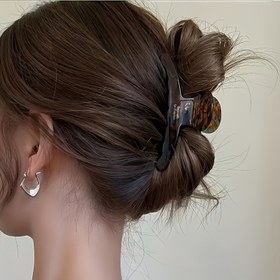 Resim Zarif Vintage Esintili Saç Pençesi - Kaymaz, Kalın Saçlar İçin Güçlü Tutuş, Asetat Dikdörtgen Köpekbalığı Klipsi Aksesuarı 