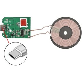 Resim Kablosuz Şarj Modülü Type C 15w Qi 9v 1.5a Mobil Akıllı Telefon Oyuncak Pil Şarj Transmiter 